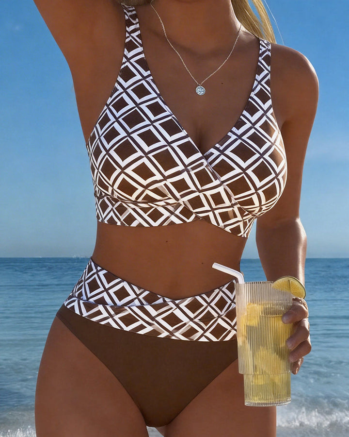 Chelvi - Eleganter Zweiteiliger Bikini mit Rautenmuster