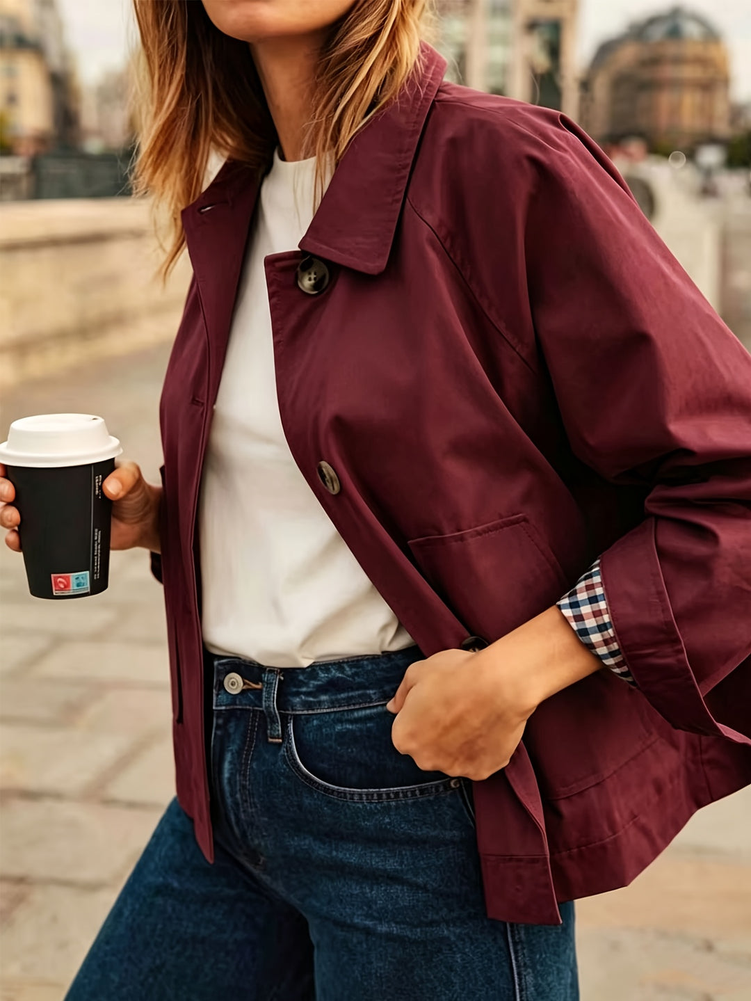 Alyona - Stylische Langarm Jacke Mit Knopfleiste