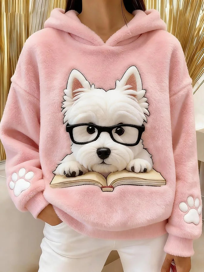 Eglantine – Kapuzen Sweatshirt Aus Flanell Mit Terrier Drucken