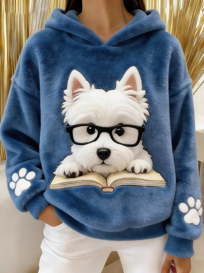 Eglantine – Kapuzen Sweatshirt Aus Flanell Mit Terrier Drucken