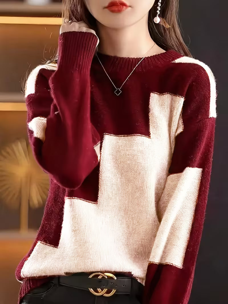 Marvelle – Langarm Pullover Mit Rundhalsausschnitt Und Farbblöcken