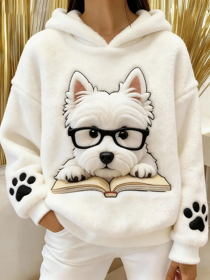 Eglantine – Kapuzen Sweatshirt Aus Flanell Mit Terrier Drucken
