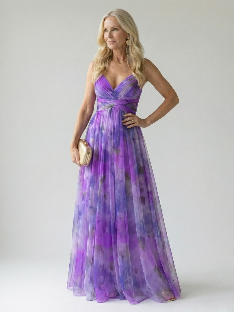 Xeenia – Stilvolles Chiffon-Maxikleid Mit Ausschnitte