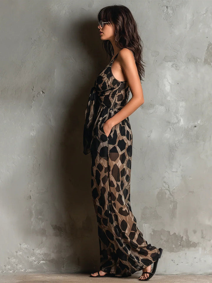 Apophia - Jumpsuit Mit Tiermuster Und Neckholder Ausschnitt