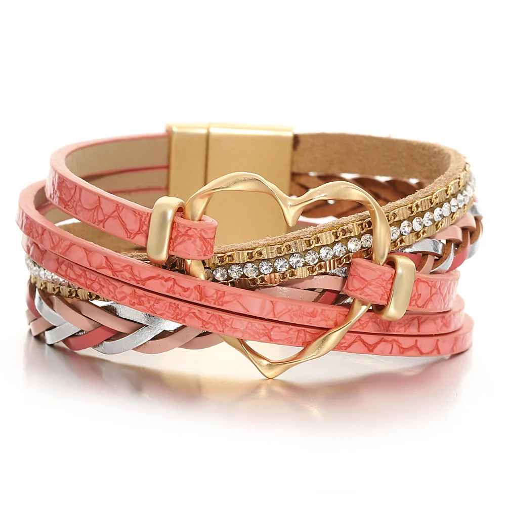 Reyn – Lederarmband mit Herzanhänger in Lagenoptik