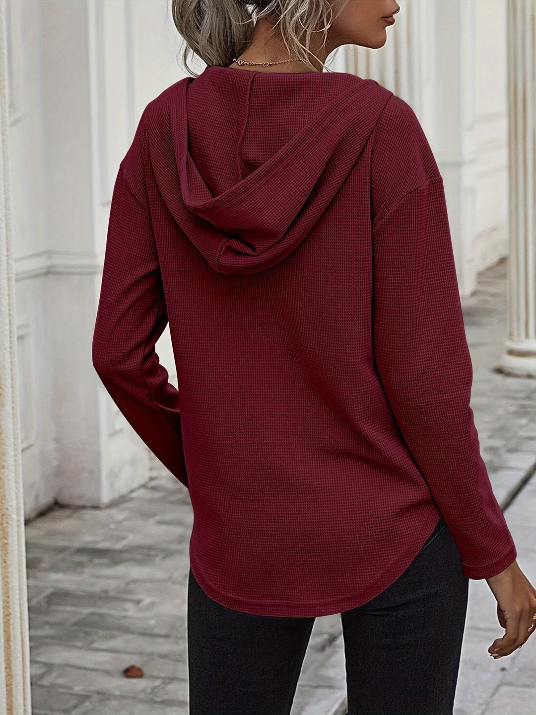 Seonie – Langarm Kapuzenpulli Mit V-ausschnitt