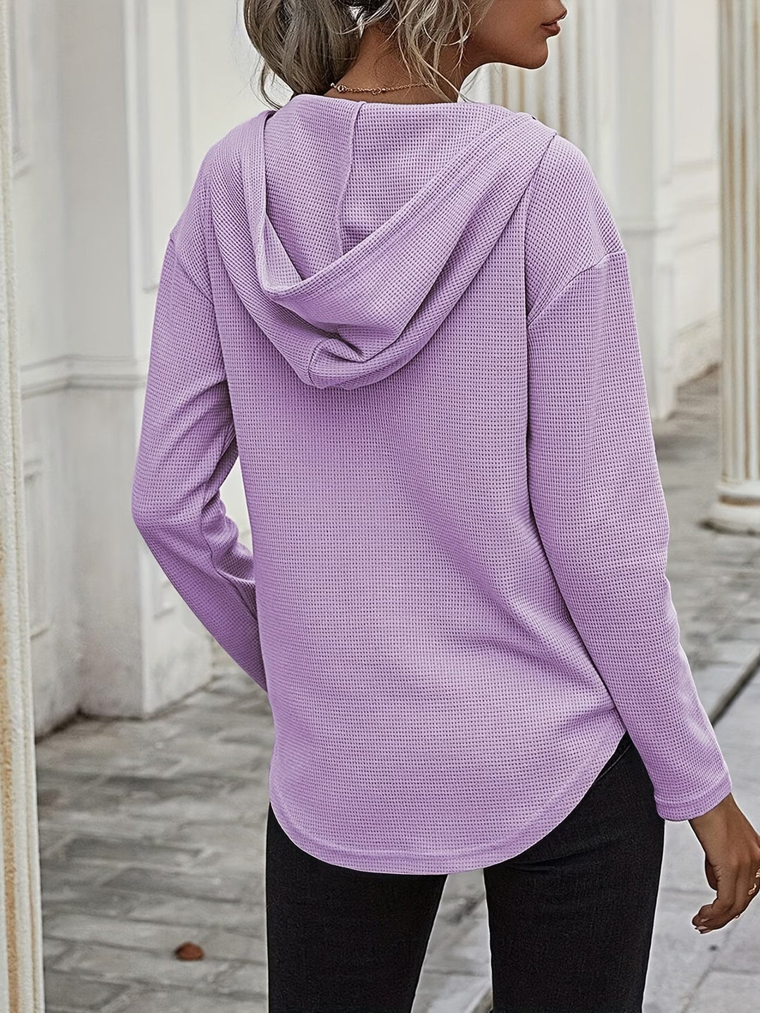 Seonie – Langarm Kapuzenpulli Mit V-ausschnitt