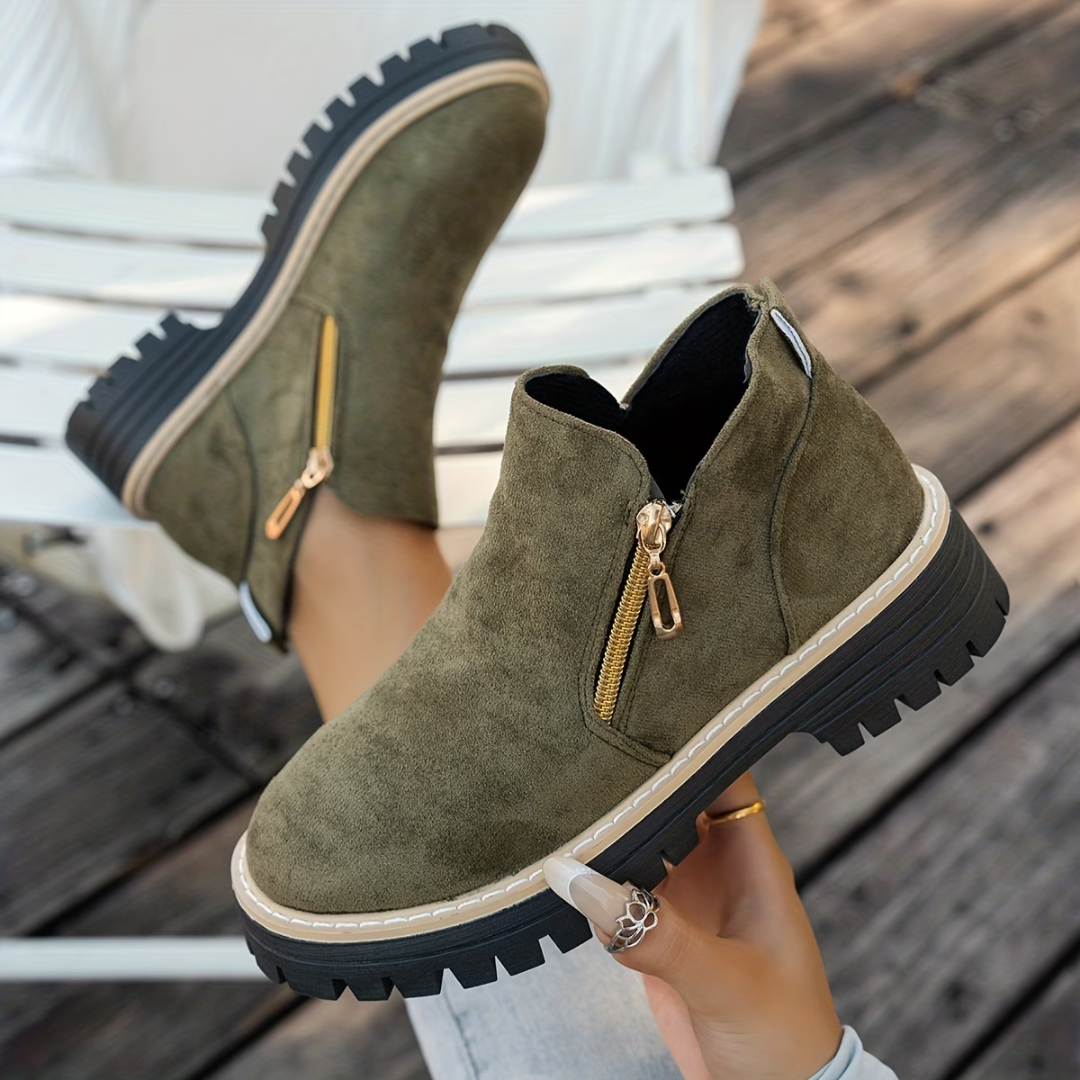 Angelika – Stiefeletten Aus Wildleder mit seitlichem Reißverschluss