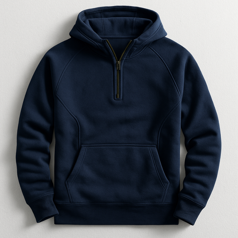 Kennet – Langarm-sweatshirt MIT Kapuze Und Viertelreißverschluss