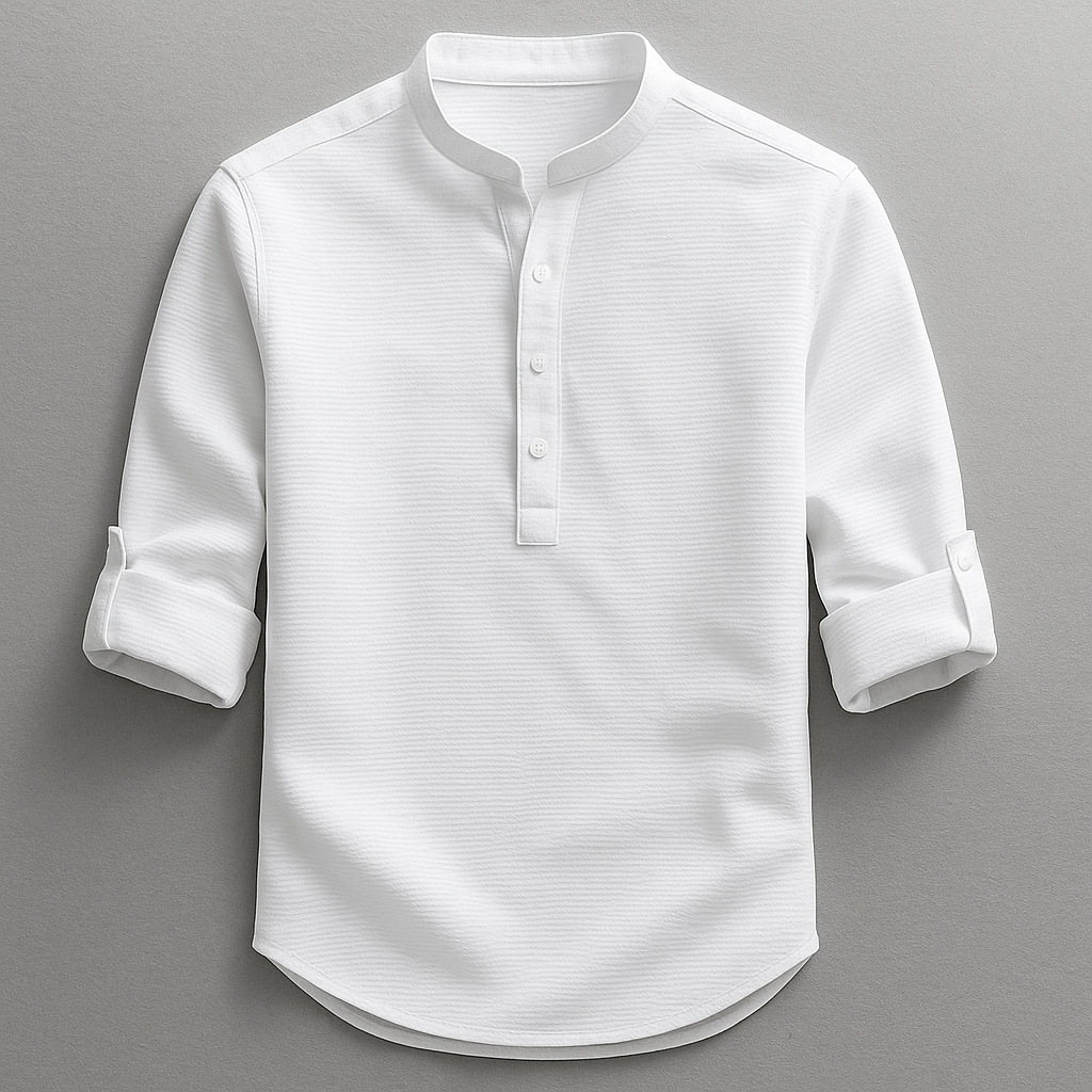 Antero – Langarm Hemd Mit Henley-Kragen
