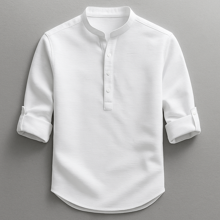Antero – Langarm Hemd Mit Henley-Kragen
