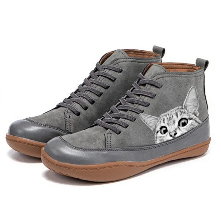 Fenna -  Leder-Stiefeletten Für Katzenliebhaber