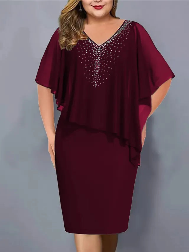 Amelie – Chiffon-kleid MIT V-ausschnitt Und Strassverzierung