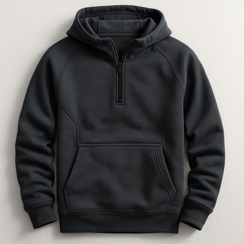 Kennet – Langarm-sweatshirt MIT Kapuze Und Viertelreißverschluss
