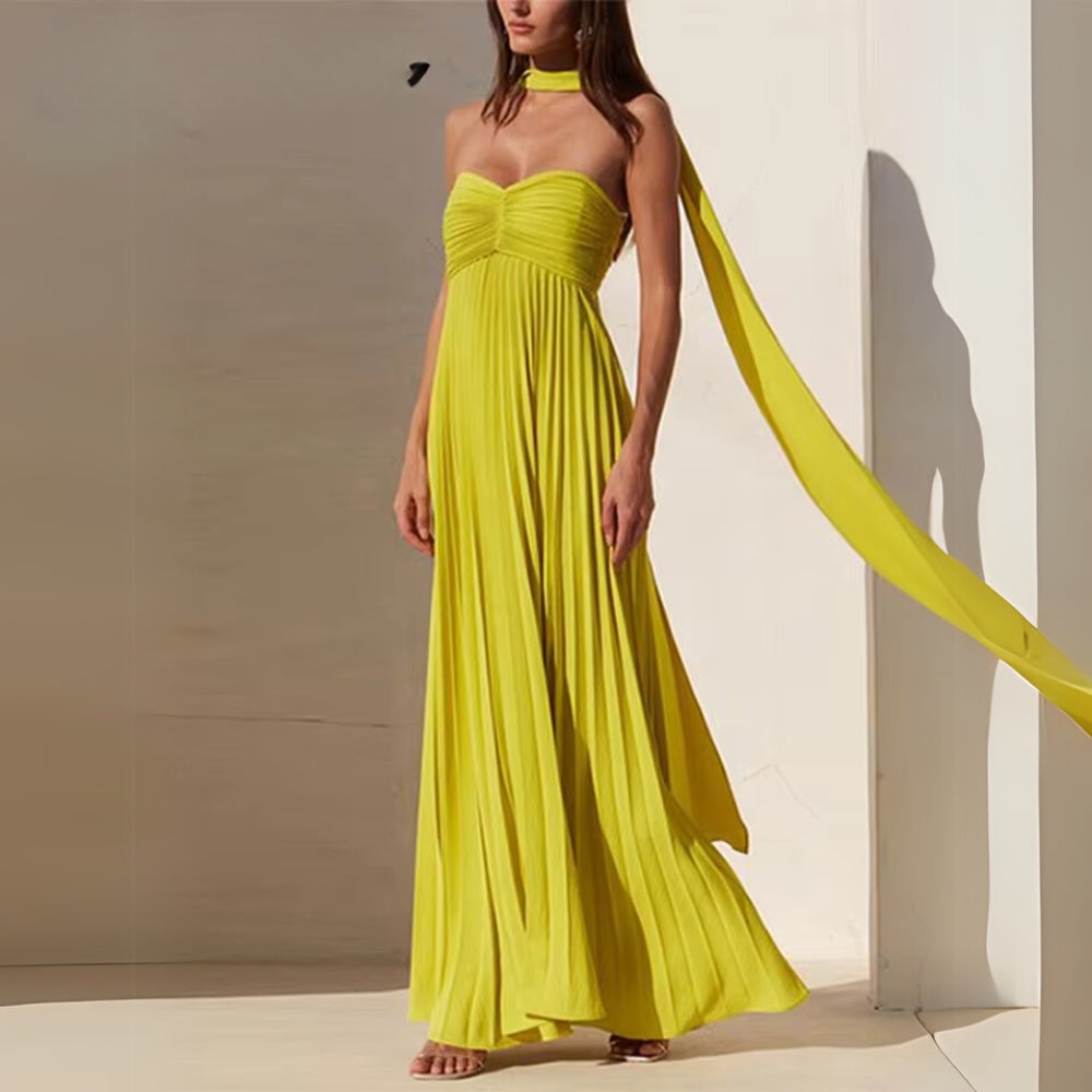 Melista – Elegantes Langes Plissee Kleid