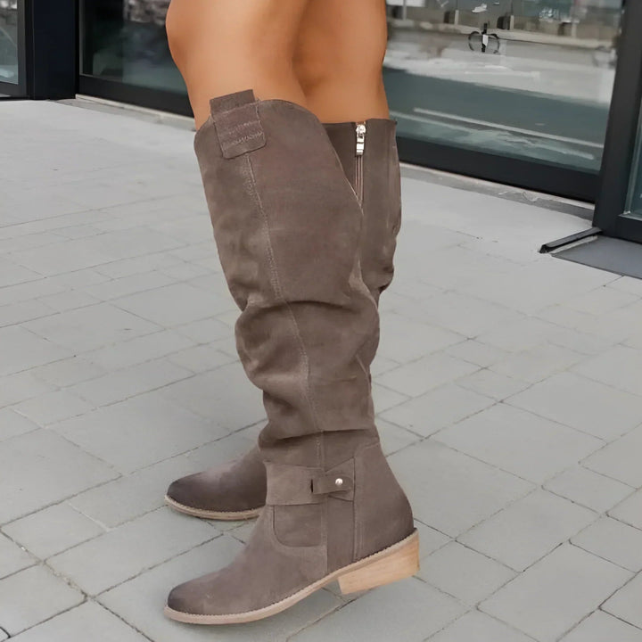 Kimara – Lederstiefel KnieHoch Mit Seitlichem Reißverschluss