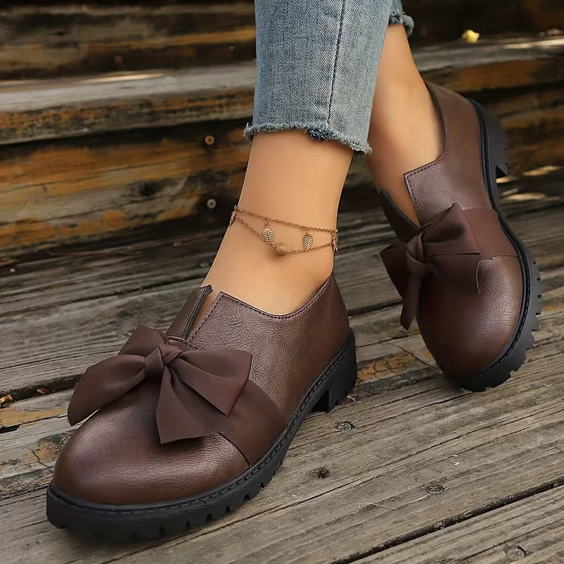 Nargiza - Elegante Loafer Mit Schleife Runder Zehenpartie Und Klobiger Sohle