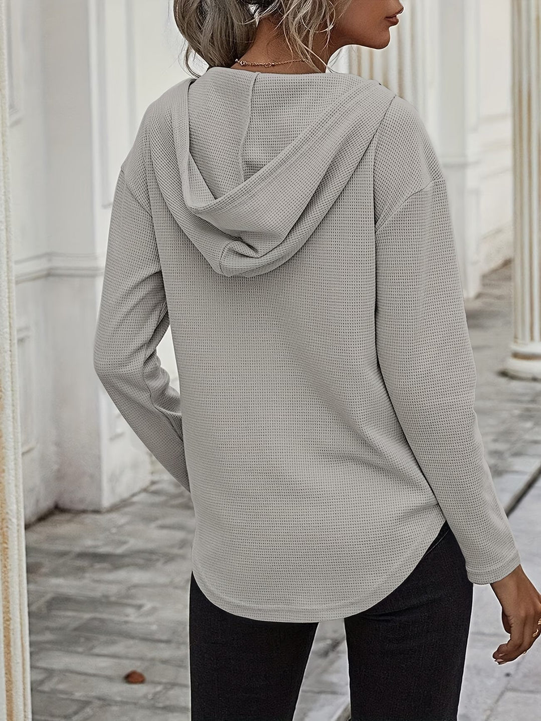 Seonie – Langarm Kapuzenpulli Mit V-ausschnitt