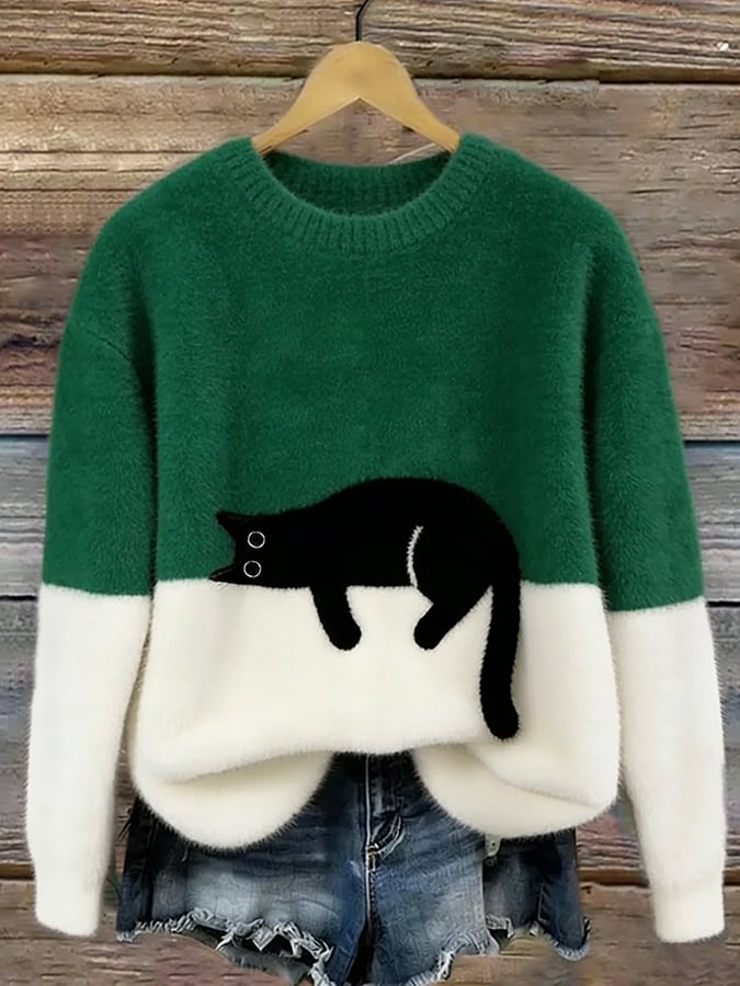 Aiste - Lässiger Pullover Mit Katzenmotiv