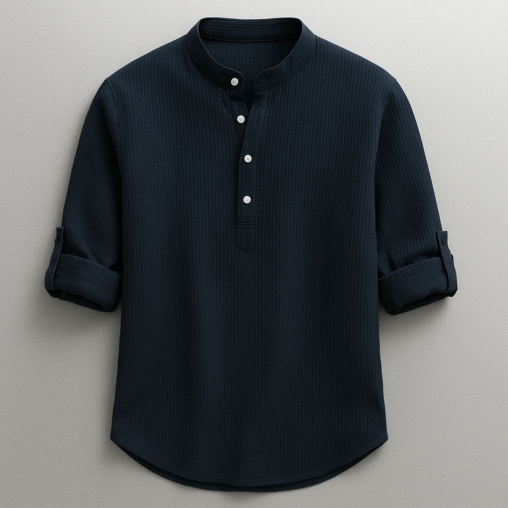 Antero – Langarm Hemd Mit Henley-Kragen