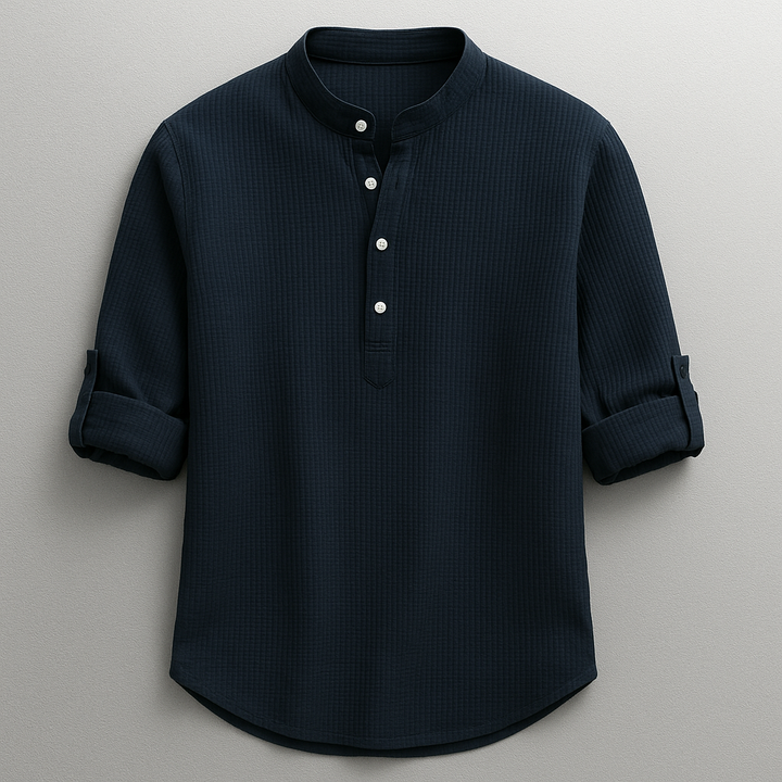 Antero – Langarm Hemd Mit Henley-Kragen