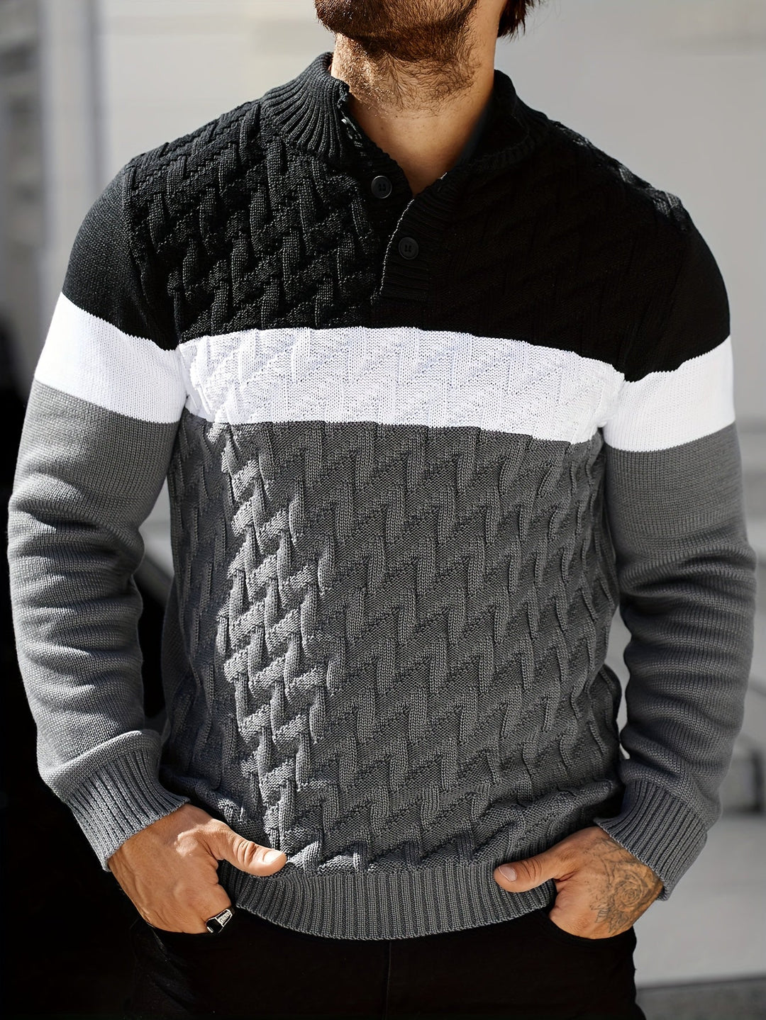 Lilfad - Lässiger Strick Pullover Mit Stehkragen