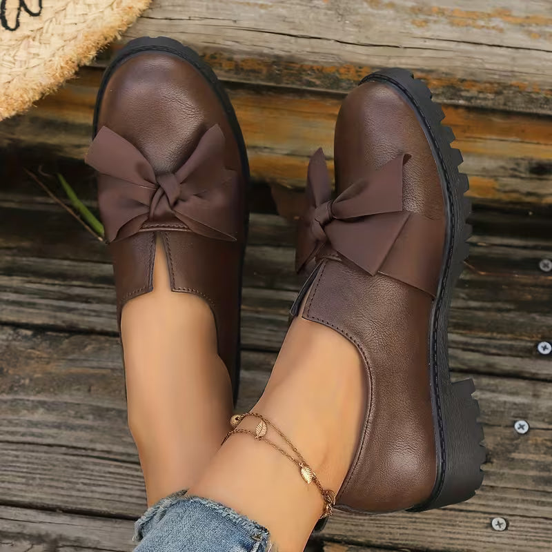 Nargiza - Elegante Loafer Mit Schleife Runder Zehenpartie Und Klobiger Sohle