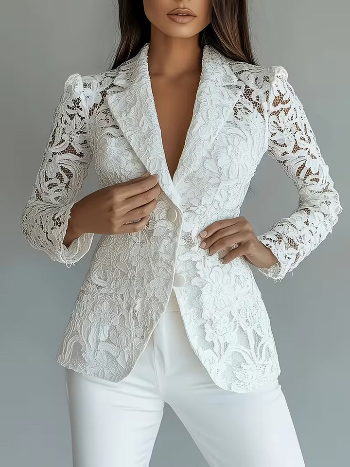 Kyliza – Gefütterter Blazer Mit Blumen Muster Für Frühling Und Sommer
