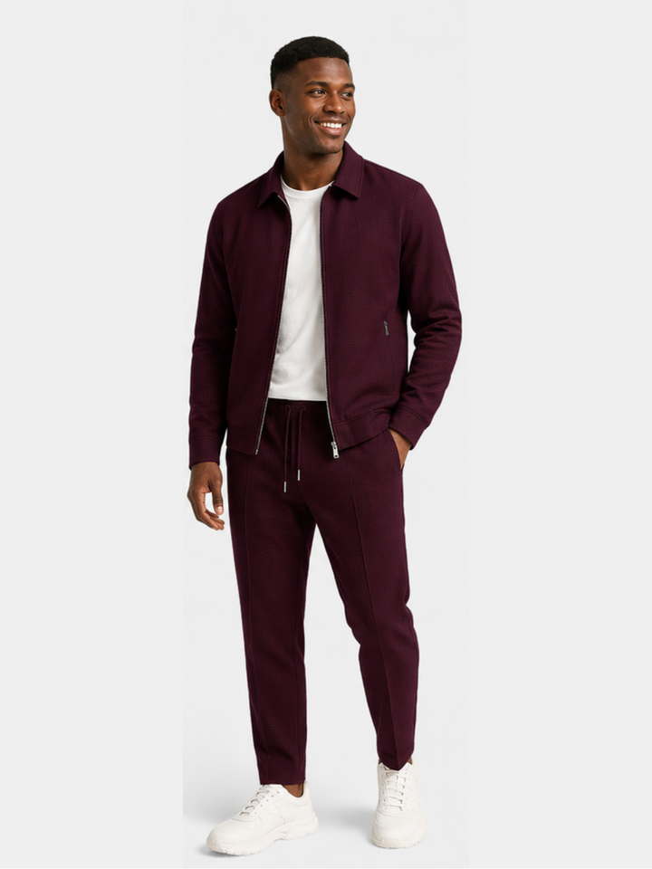 Tobiana - Set Aus Strukturierter Jacke MIT Reißverschluss Und Hose MIT Kordelzug