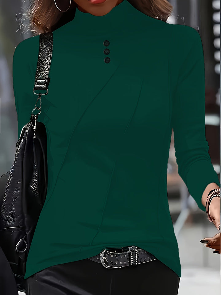 Aizhana - Elegantes Langarm Hemd Mit Hohem Kragen