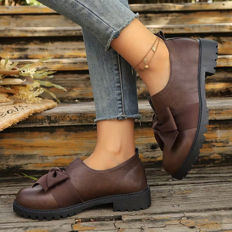 Nargiza - Elegante Loafer Mit Schleife Runder Zehenpartie Und Klobiger Sohle