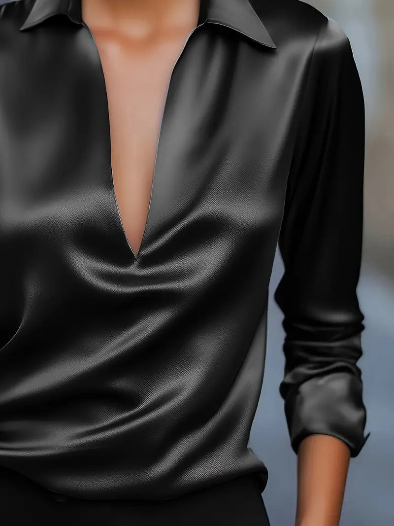 Nadene - Prämie Bluse Mit V-Ausschnitt