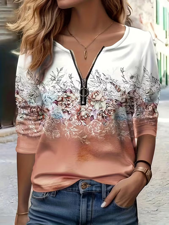 Tishna – Elegantes Oberteil Mit Grafischem Blumenmuster