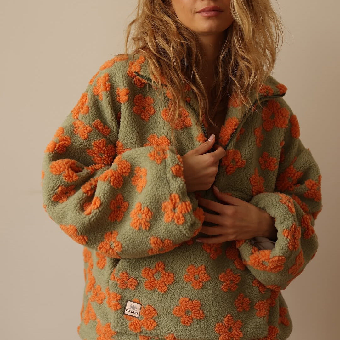 Yzella – Fleecepullover mit Blumenmuster