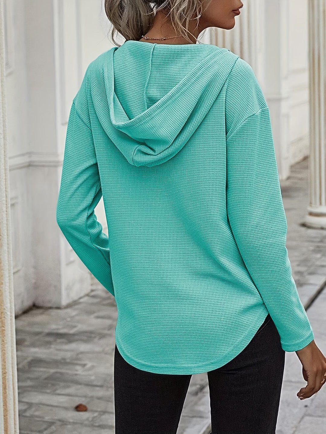 Seonie – Langarm Kapuzenpulli Mit V-ausschnitt