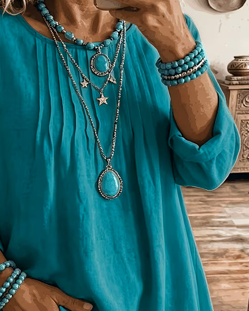 Taireen – Tunika Bluse im Boho Stil Mit Falten