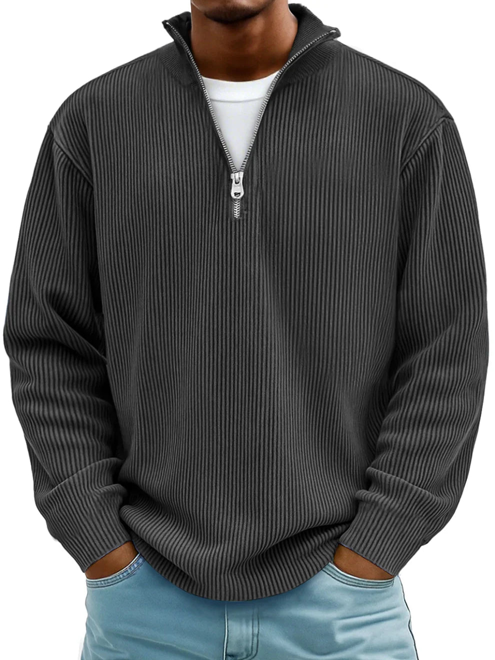 Trestan – Gerippter Pullover mit Langen Ärmeln und Viertelreißverschluss