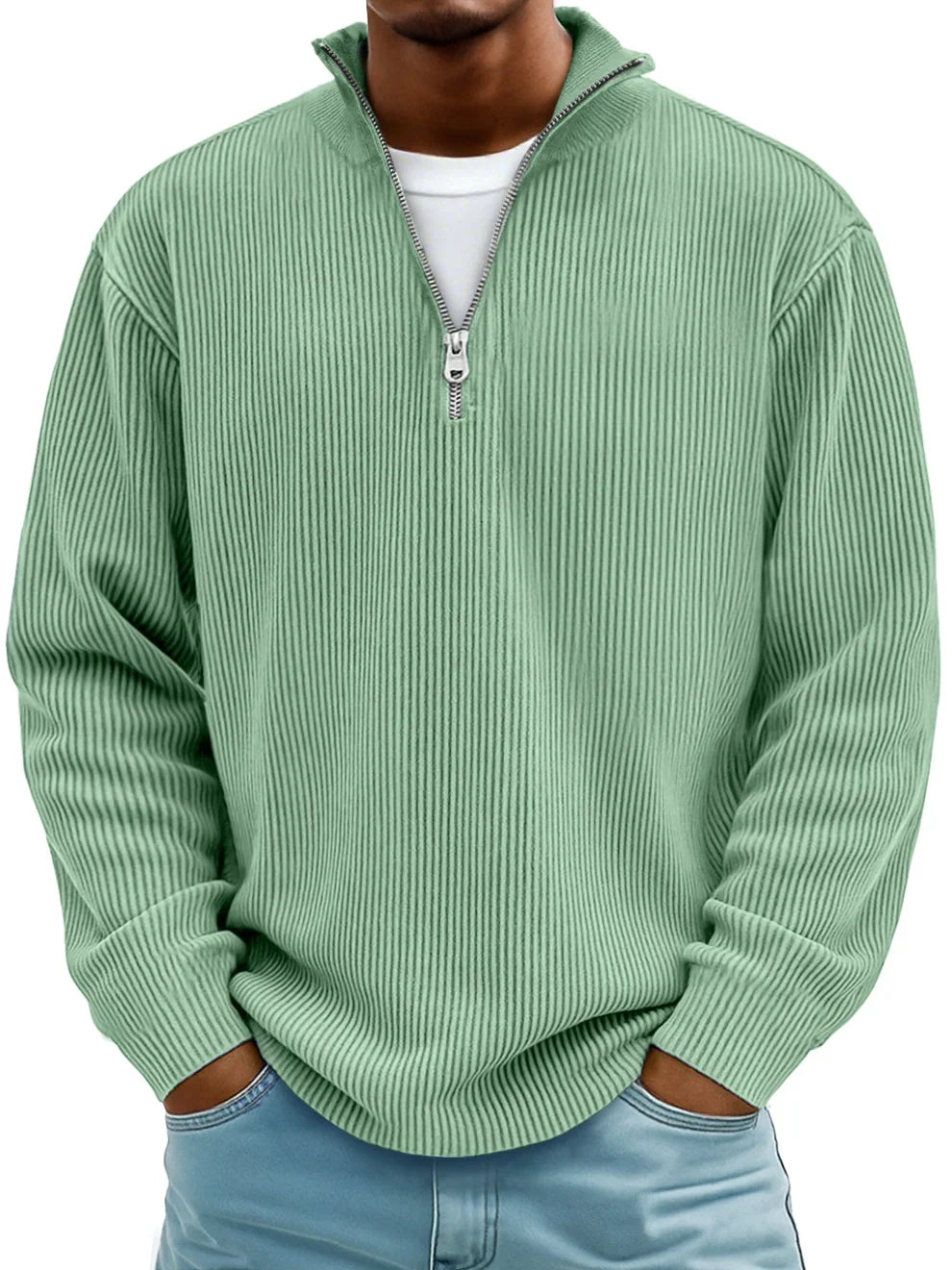 Trestan – Gerippter Pullover mit Langen Ärmeln und Viertelreißverschluss