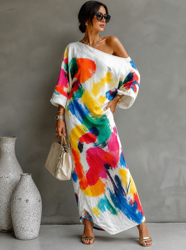 Lorrainen – Kunstvolles Ein-Schulter Maxikleid