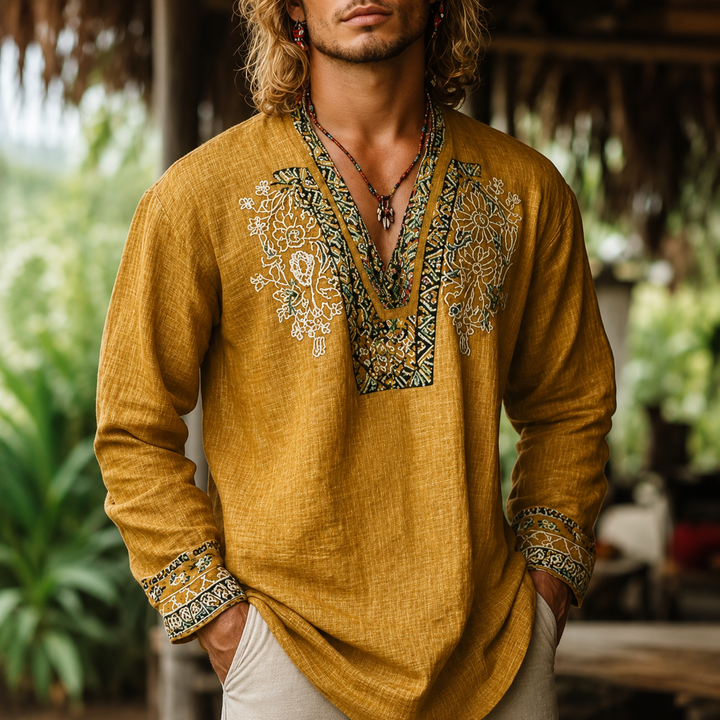 Tayson – Sommer Hemd Im Bohemian-Stil Mit Stickerei