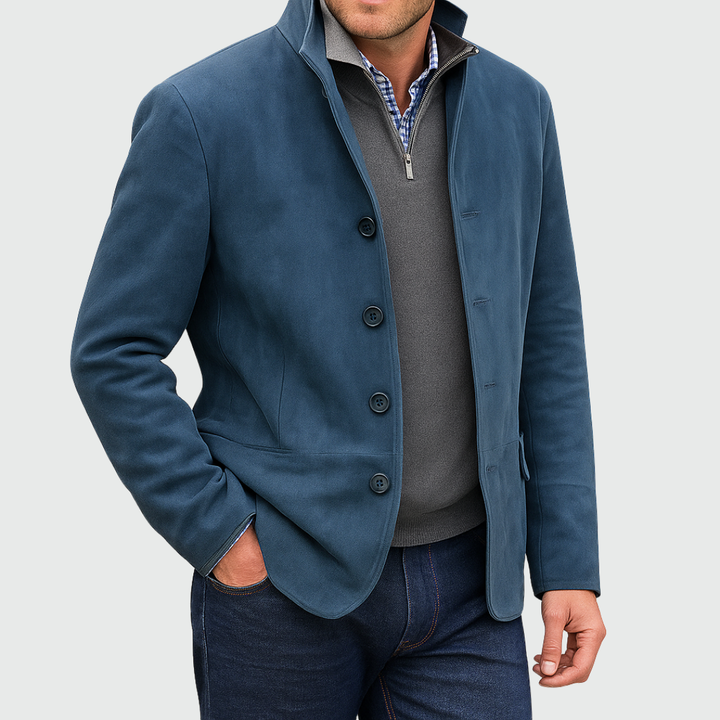 Ferdinando – Klassischer Blazer Aus Wildleder Mit Knopfleiste