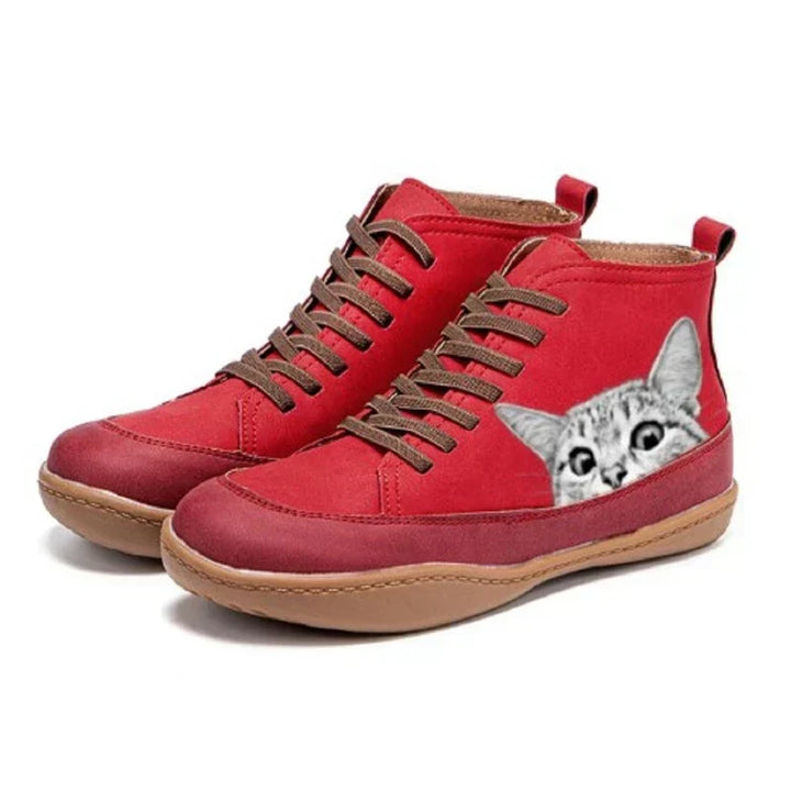 Fenna -  Leder-Stiefeletten Für Katzenliebhaber