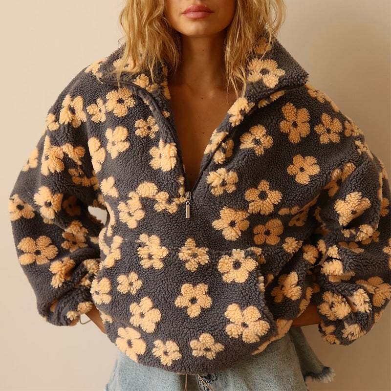 Yzella – Fleecepullover mit Blumenmuster