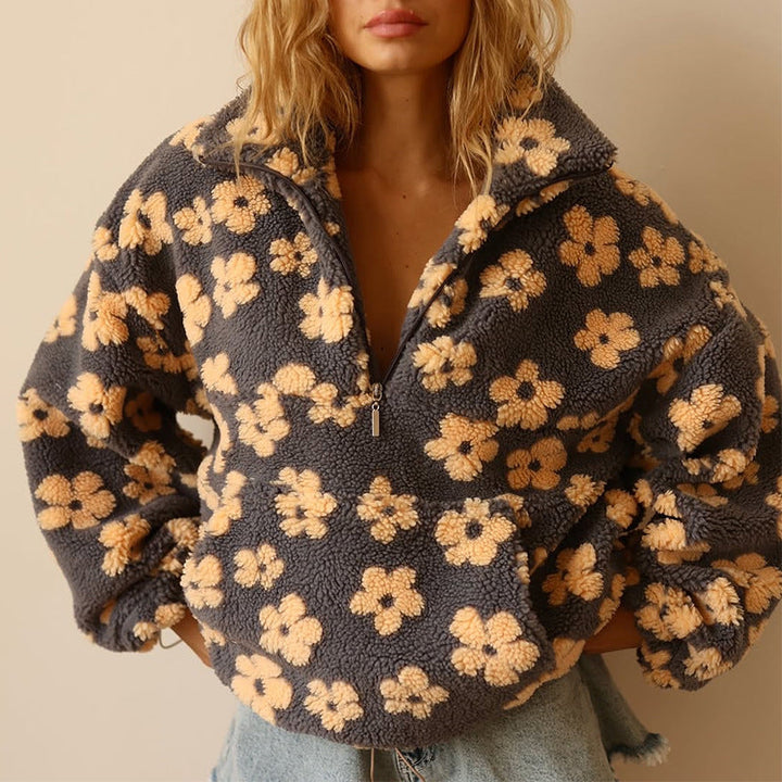 Yzella – Fleecepullover mit Blumenmuster