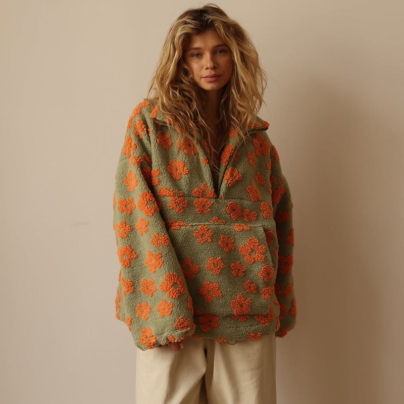 Yzella – Fleecepullover mit Blumenmuster