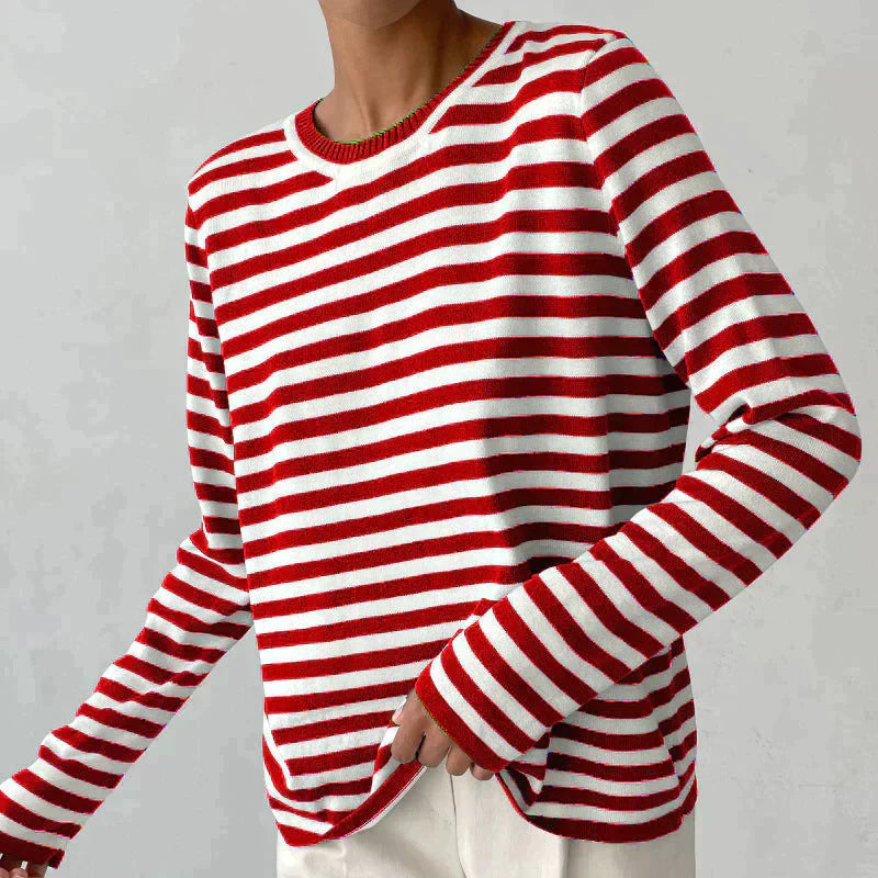 Quintina - Eleganter Langarm Pullover Mit Streifenmuster