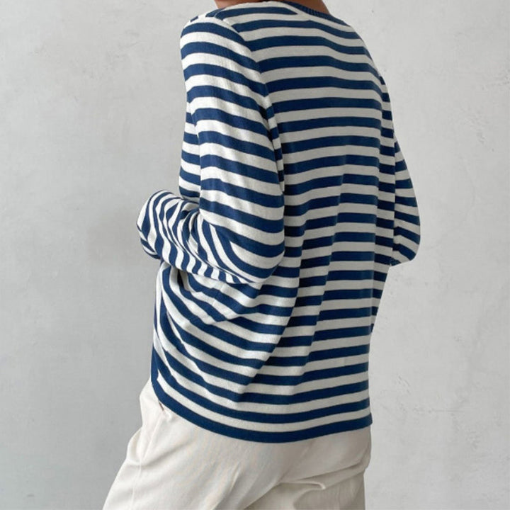 Quintina - Eleganter Langarm Pullover Mit Streifenmuster