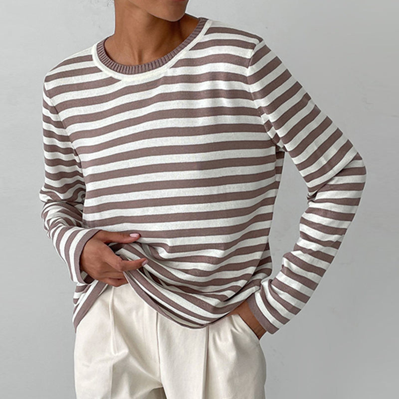 Quintina - Eleganter Langarm Pullover Mit Streifenmuster