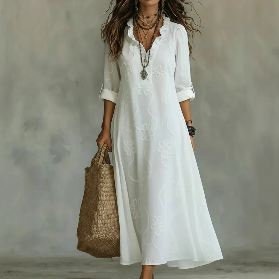 Alyxa – Langes Kleid Mit Blumenstickerei