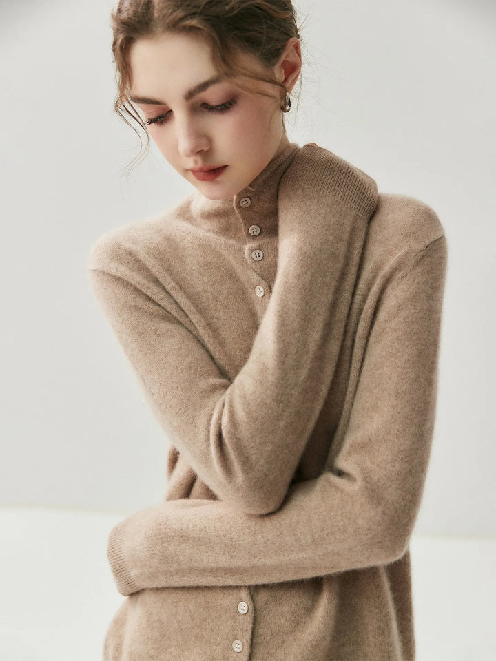 Areum - Langärmelige Kaschmir Strickjacke Mit Knopfleiste